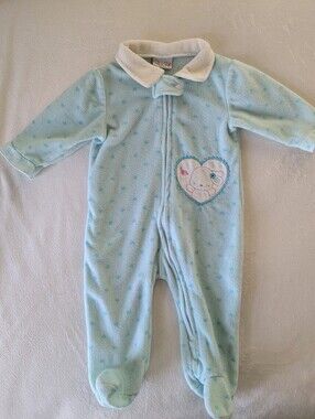 Rene Rofe Baby Light Blue Fleece Footed One-Piece with Heart Applique